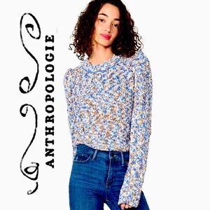 ANTHROPOLOGIE.GREYLIN.Gorgeous “Alma”Cozy Knit Chenille Sweater.Blue/White/Tan.S